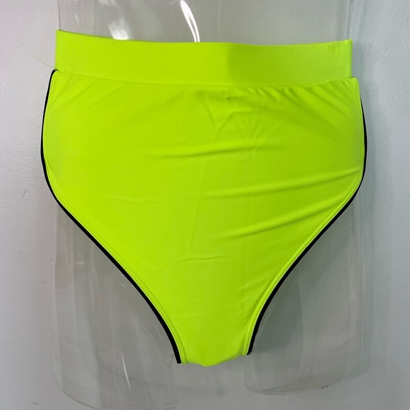 NEW Sommer Ray High Rise Piping Bikini Bottoms in Neon Yellow Size XS - Picture 2 of 9